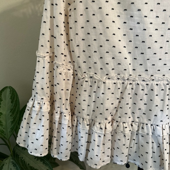 Club Monaco NWOT Peibi Boat Neck Cotton Ruffle Blouse Top XS Polka Dot - Picture 7 of 8